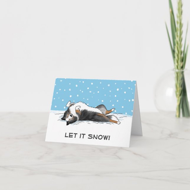 Shetland Sheepdog Sheltie Let it Snow Dog Holiday Card (Front)