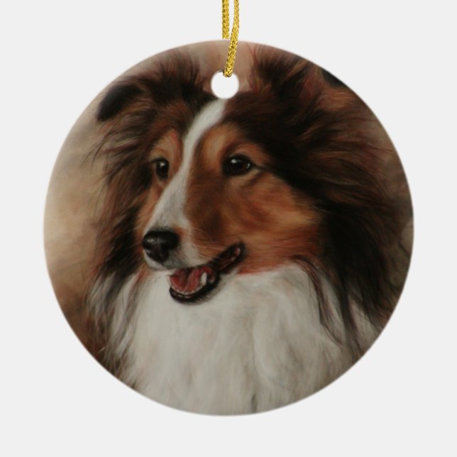 Shetland Sheepdog Sheltie smiling Ceramic Ornament (Front)