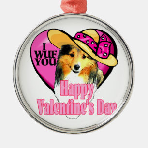 Shetland Sheepdog Sheltie Valentines Day Metal Tree Decoration