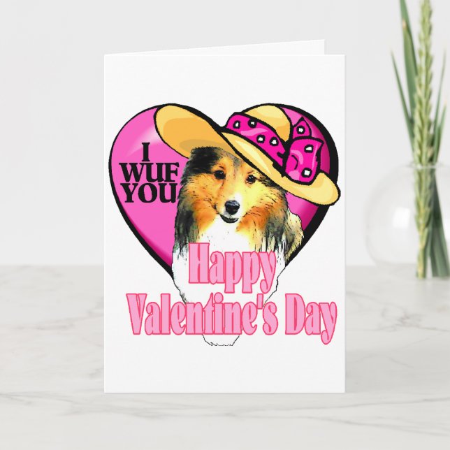 Shetland Sheepdog Sheltie Valentines Holiday Card (Front)