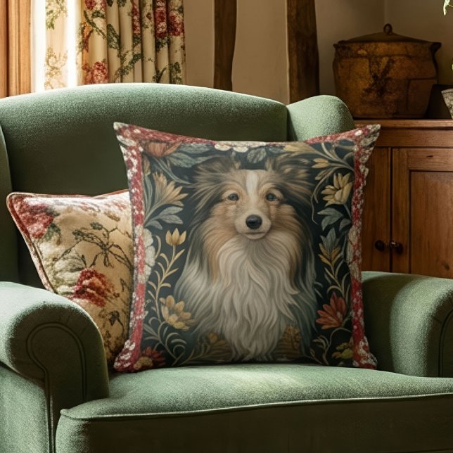 Shetland Sheepdog Sheltie Vintage William Morris Cushion (Creator Uploaded)