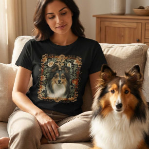 Shetland Sheepdog Sheltie Vintage William Morris T-Shirt