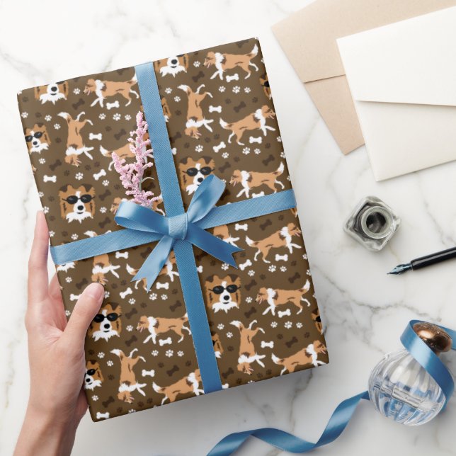 Shetland Sheepdog Shelties Brown Wrapping Paper (Gifting)