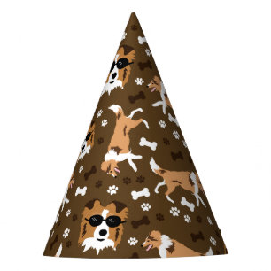 Shetland Sheepdog Shelties Pawprint Pattern Party Hat