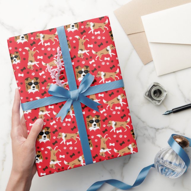 Shetland Sheepdog Shelties Red Wrapping Paper (Gifting)
