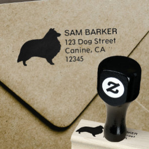 Shetland Sheepdog Silhouette Return Address Rubber Stamp