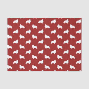Shetland Sheepdog Silhouettes Pattern Red Tissue Paper