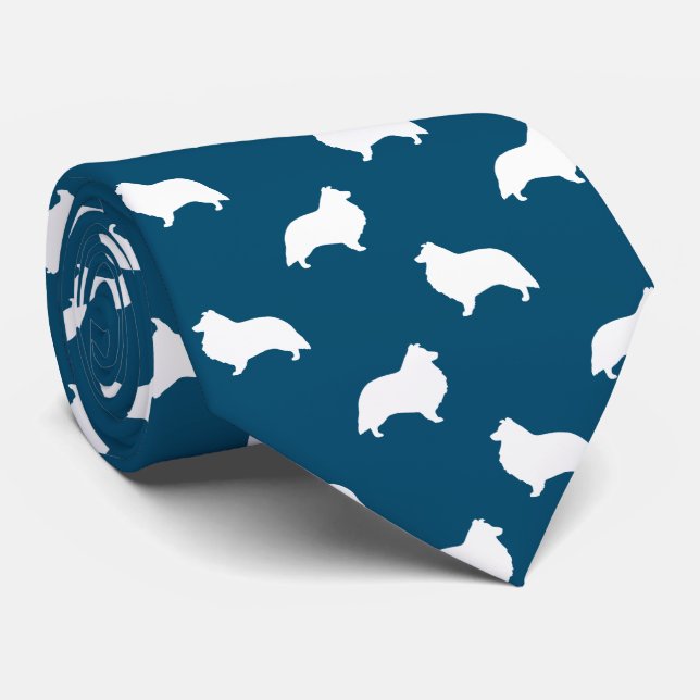 Shetland Sheepdog Silhouettes Pattern Sheltie Dogs Tie (Rolled)