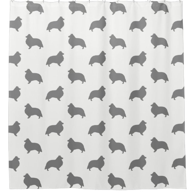 Shetland Sheepdog Silhouettes Pattern Shower Curtain (Front)