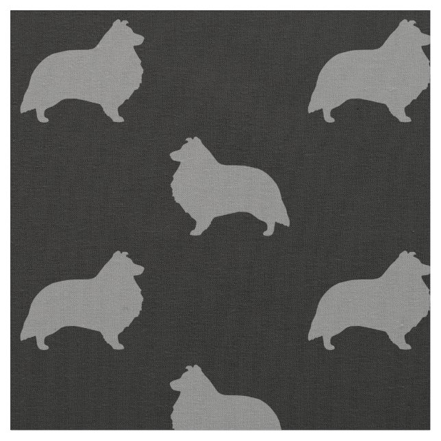 Shetland Sheepdog Silhouettes | Shelties Pattern Fabric (Close Up)
