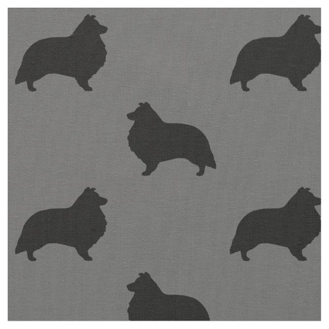 Shetland Sheepdog Silhouettes | Shelties Patterned Fabric (Close Up)