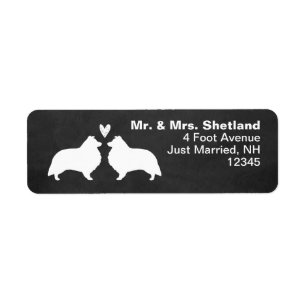 Shetland Sheepdog Silhouettes with Heart Return Address Label