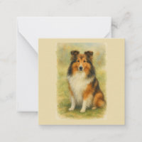 Shetland Sheepdog Sitting Watercolor