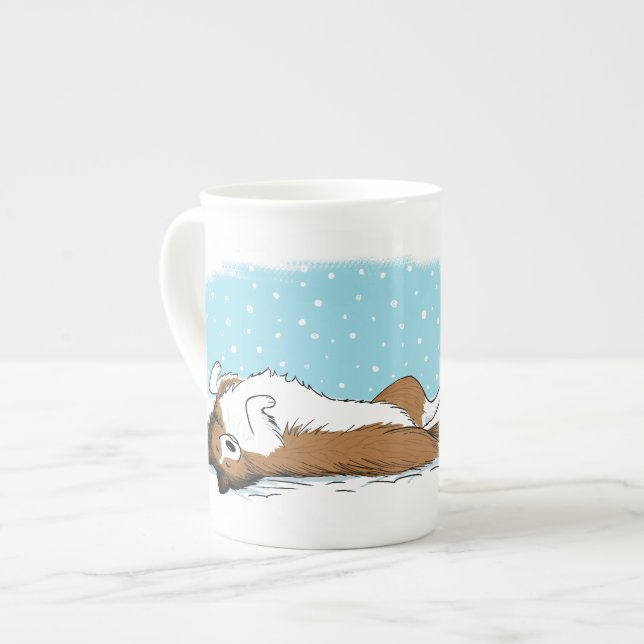 Shetland Sheepdog Snow Dog Sheltie Winter Holiday Bone China Mug (Front Left)