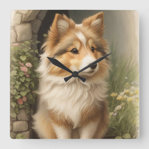 Shetland Sheepdog Square Wall Clock