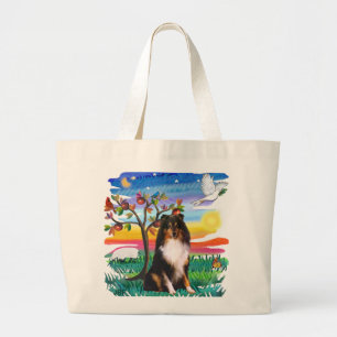 Shetland Sheepdog (tri) Large Tote Bag