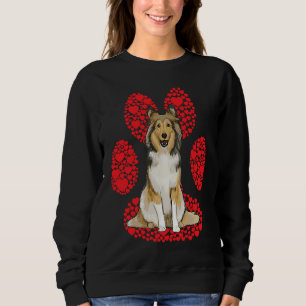Shetland Sheepdog Valentines Day Dog Love Paw Sweatshirt