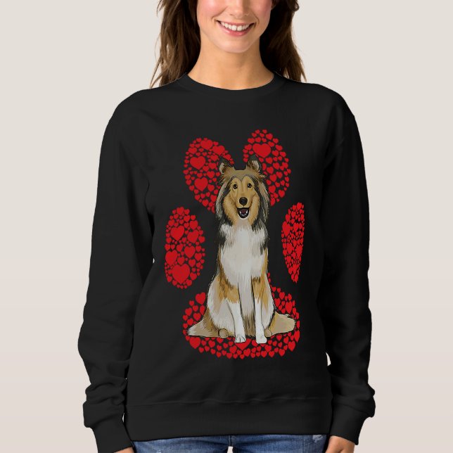 Shetland Sheepdog Valentines Day Dog Love Paw Sweatshirt (Front)