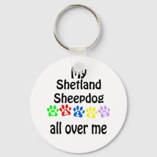 Shetland Sheepdog Walks Design Key Ring