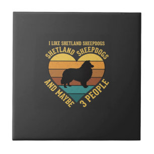 Shetland Sheepdogs Retro Heart Dog Lover Ceramic Tile