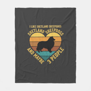 Shetland Sheepdogs Retro Heart Dog Lover Fleece Blanket