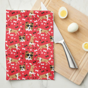 Shetland Sheepdogs Sheltie Red Tea Towel
