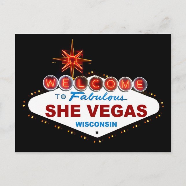 SheVegas Wisconsin Postcard (Front)