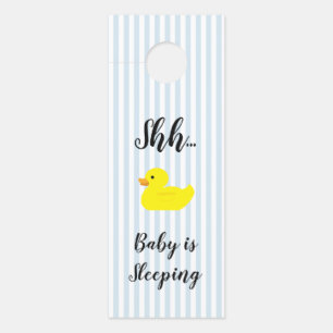 Shh baby is sleeping Blue stripe door hanger