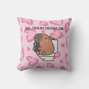 Shh… I’m in My Creative Zone Funny Capybara Deco Cushion