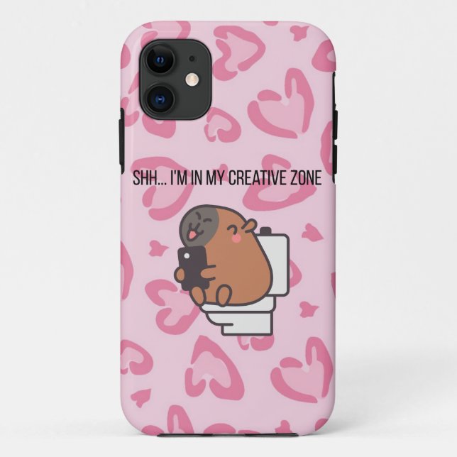 Shh… I’m in My Creative Zone | Funny Capybara iPho Case-Mate iPhone Case (Back)