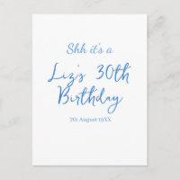 shh its a 30th birthday name date blue simple mini