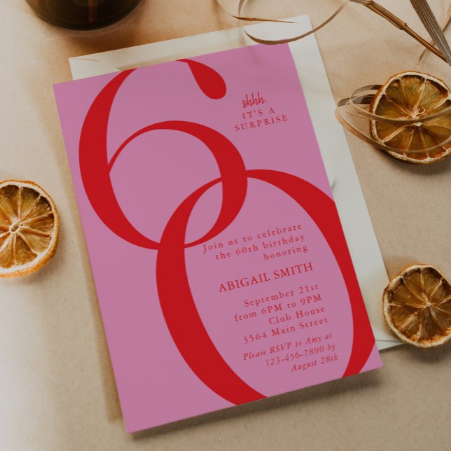 Shh It's a Surprise 60th Birthday Party Invitation (Creator Uploaded)