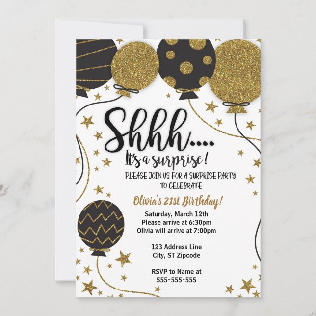 Shh.. It's a Surprise Party Invitation (Front)