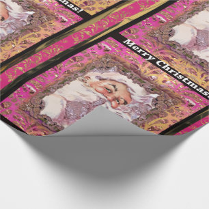 Shh! It's Santa Victorian Pink Christmas Wrapping Paper