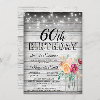Shh it's surprise 60th birthday party invitation
