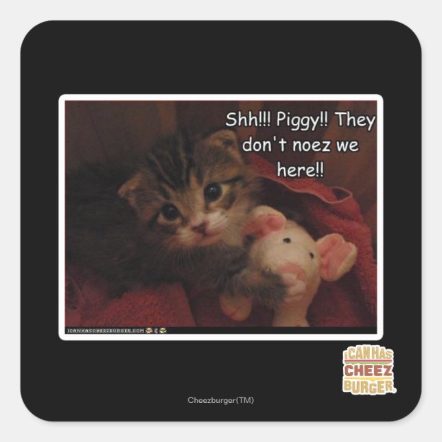 Shh!!! Piggy!! Square Sticker (Front)