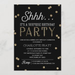 Shh Surprise Birthday Party Faux Glitter Confetti Invitation<br><div class="desc">This chic and stylish Surprise Birthday Party invitation features an elegant faux gold glitter confetti theme with modern typography that is great for any age. Customise background colour. *Please note that this is not actual glitter and will be printed flat. For an even more memorable invitation select a die-cut shape,...</div>