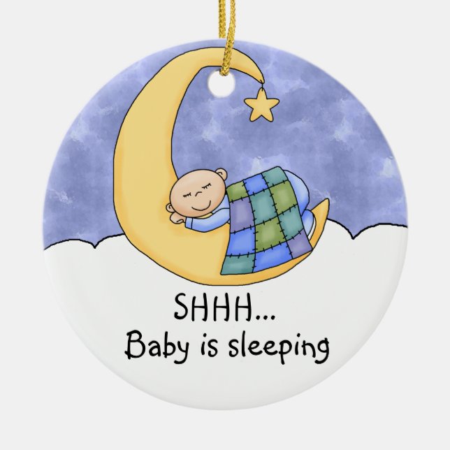 Shhh Baby Sleeping Door Hanger Ceramic Tree Decoration (Front)