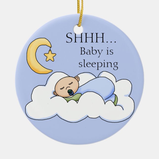 Shhh Baby Sleeping Door Hanger Ceramic Tree Decoration (Front)
