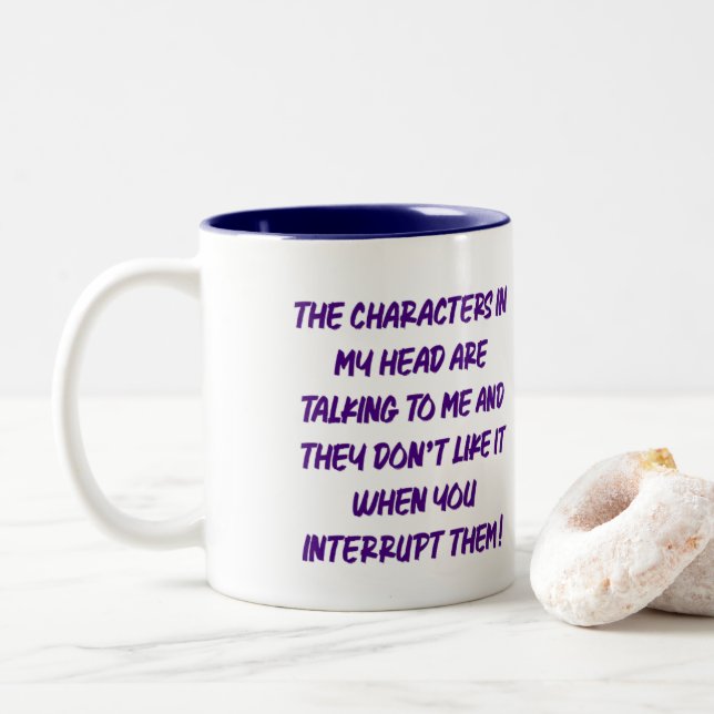 Shhh! Characters Talking - Funny Writer Coffee Mug (With Donut)