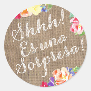 Shhh! Es una Sorpresa! Pegatina para sobre Classic Round Sticker