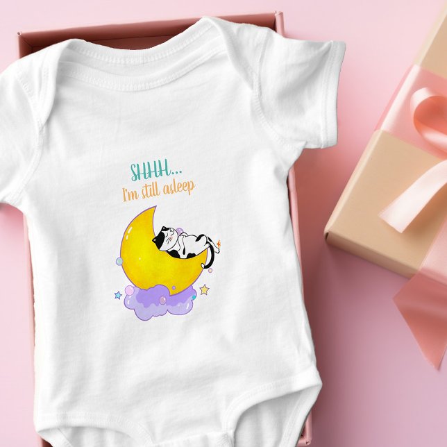 “Shhh, I am still asleep" Cute Kitty Sleep on Moon Baby Bodysuit (Creator Uploaded)