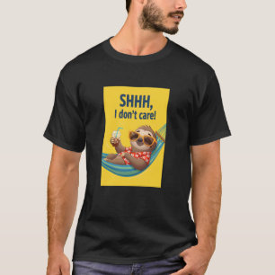 Shhh I Don't Care Relaxed Sloth Humour Hammock Fun T-Shirt