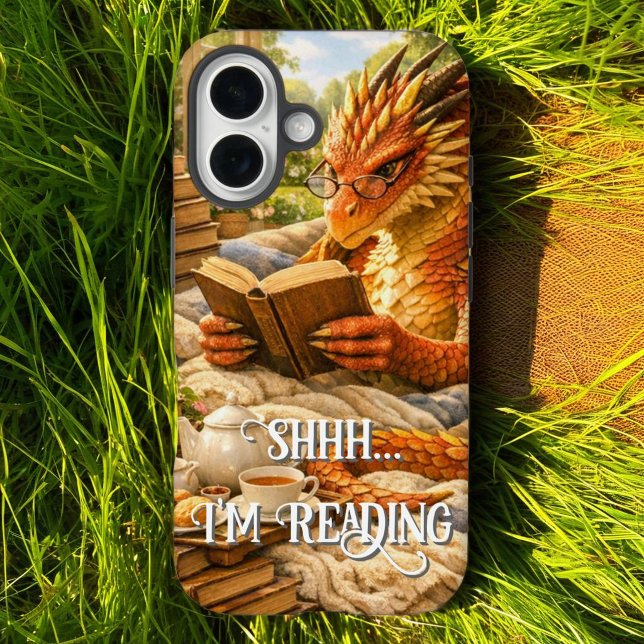 Shhh… I’m Reading Cosy Reading Dragon Case-Mate iPhone Case (Creator Uploaded)