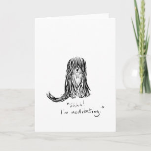 Shhh! I'm Meditating Dog Cartoon Greeting Card
