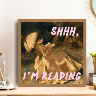 Shhh I'm Reading Altered Art, Maximalist Bookish Poster