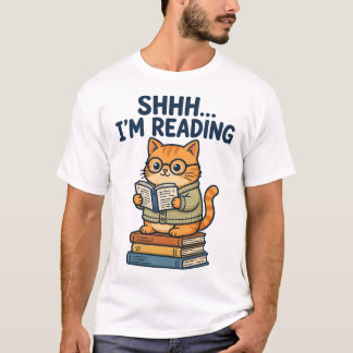 Shhh I'm Reading Funny Librarian Cat Shirt