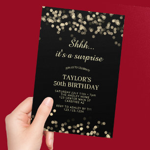 Shhh It's A Surprise 50th Birthday Invitation