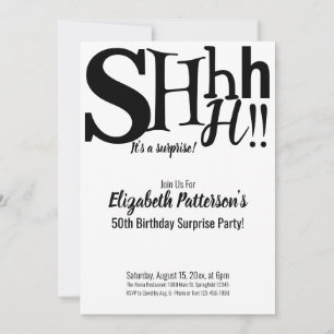 Shhh It's a Surprise Birthday Party Adult Invitation