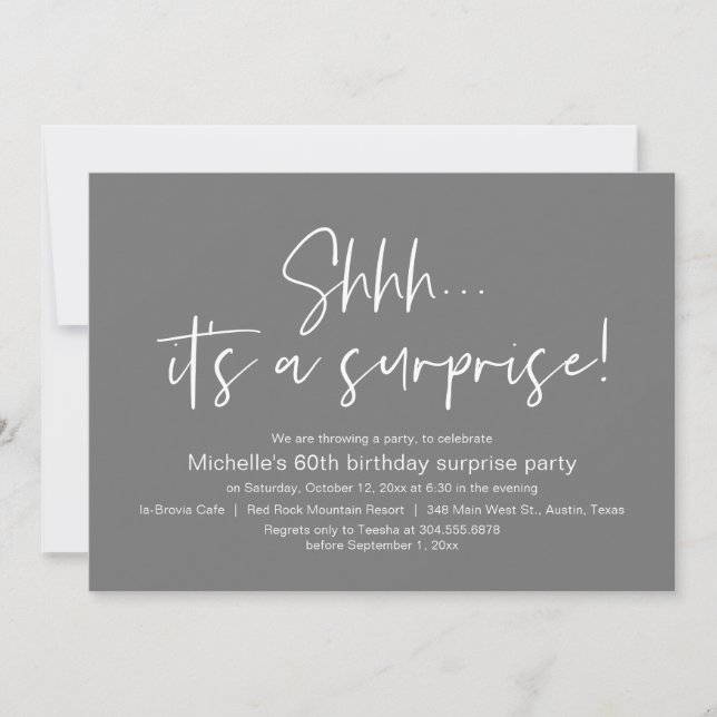 Shhh, It's a Surprise Birthday Party Celebration Invitation (Front)
